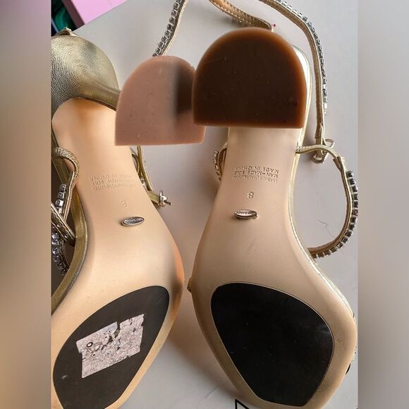 Tony Bianco Shy high heels shoes gold metallic rhinestone strappy Revolve Sz 8 - Picture 11 of 15